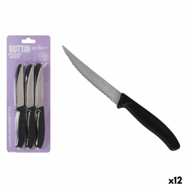 Steakmesser-Set Quttin Schwarz Silberfarben 11 cm 6 Stücke (12 Stück)
