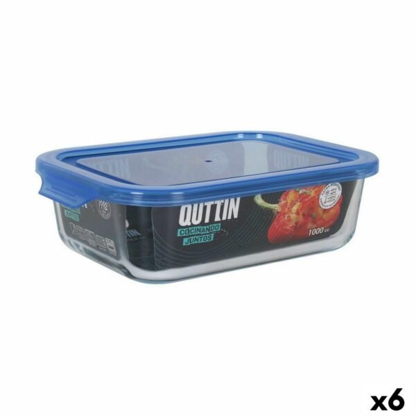 Lunchbox hermetisch Quttin Blau Durchsichtig rechteckig 1 L (6 Stück)