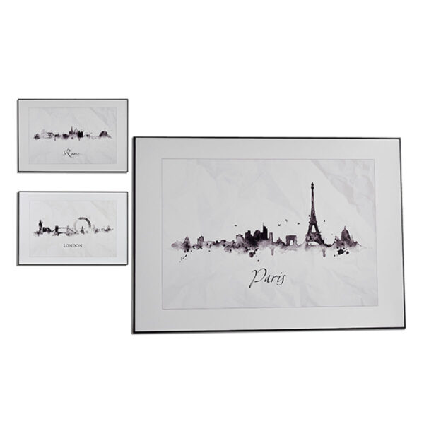 Bild Stadt Schwarz Weiß Spanplatte (81,5 x 3 x 121 cm) (3 Stück) – Bild 2