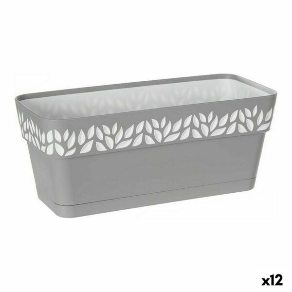 Blumenkasten Stefanplast Cloe Weiß Grau Kunststoff 13,3 x 12,3 x 29,3 cm (12 Stück)