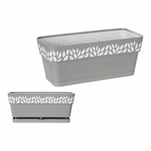 Blumenkasten Stefanplast Cloe Weiß Grau Kunststoff 13,3 x 12,3 x 29,3 cm (12 Stück) – Bild 3
