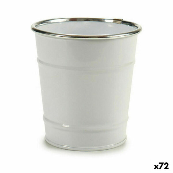 Blumentopf Würfel Weiß Silberfarben Zink 10,5 x 10,5 x 10,5 cm (72 Stück)