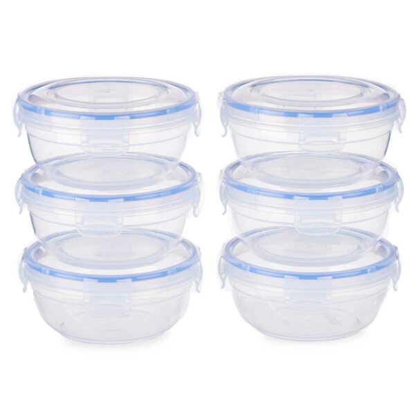 Lunchbox-Set Leknes 30502 Blau Durchsichtig Kunststoff 800 ml 15,5 x 7,5 x 15,5 cm Luftdicht (8 Stück) – Bild 2