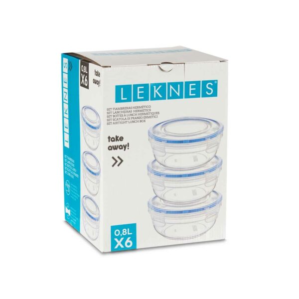 Lunchbox-Set Leknes 30502 Blau Durchsichtig Kunststoff 800 ml 15,5 x 7,5 x 15,5 cm Luftdicht (8 Stück) – Bild 3