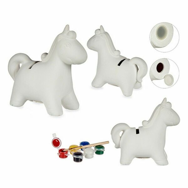 Sparschwein zum Anmalen Pincello 87766 aus Keramik Einhorn 6,4 x 13 x 14 cm (12 Stück) – Bild 2