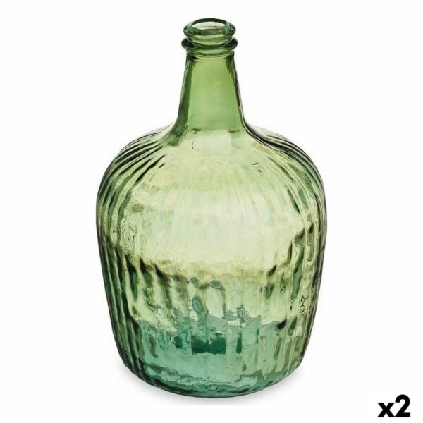 Flasche 2255/08R-G grün Streifen 8 L 19,5 x 35,5 x 19,5 cm Dekoration (2 Stück)