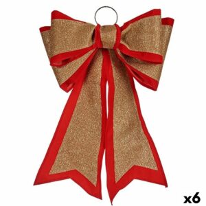 Schleife Krist+ HJ1-12074 Rot Gold PVC 40 x 60 cm Weihnachtsschmuck (6 Stück)
