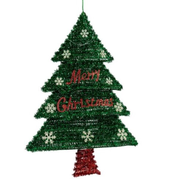 Weihnachtsschmuck Halsband Weihnachtsbaum Lametta LED Leicht Rot grün Polypropylen PET 44 x 58,8 x 7 cm (12 Stück) – Bild 2