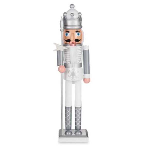 Deko-Figur Nussknacker Weiß Silberfarben Kunststoff 13,2 x 59,5 x 11,5 cm (4 Stück) – Bild 2