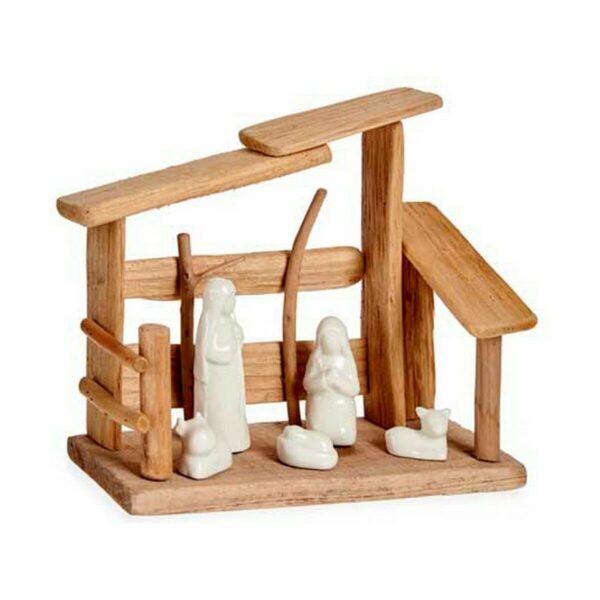 Weihnachtskrippe Weiß natürlich Holz aus Keramik 10 x 21 x 25 cm (2 Stück) – Bild 3