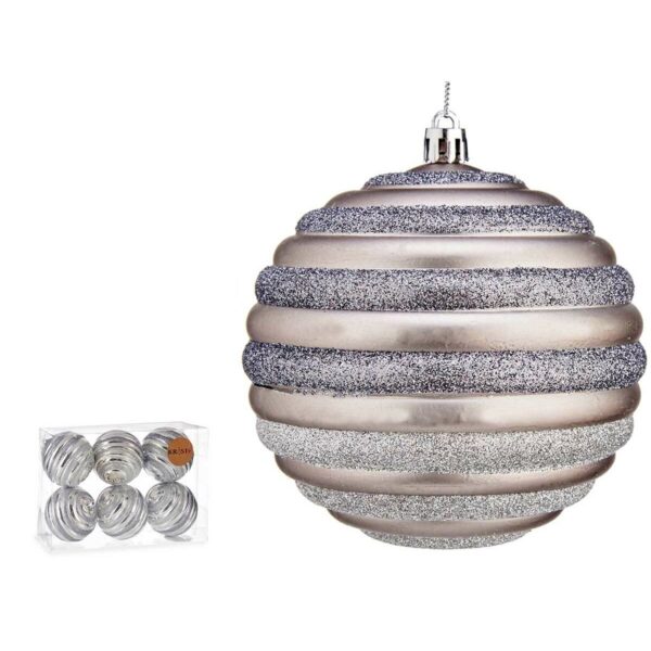 Weihnachtskugeln-Set Krist+ 00876 Silberfarben Kunststoff Kreise 10 cm (6 Stück) – Bild 3