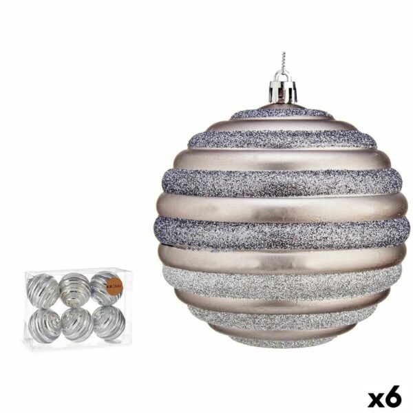Weihnachtskugeln-Set Krist+ 00876 Silberfarben Kunststoff Kreise 10 cm (6 Stück)
