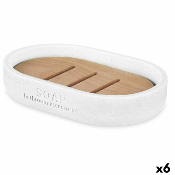 Seifenschale Berilo B5456BC-4 - 455 Weiß Harz Bambus 12,5 x 2,5 x 8,5 cm (6 Stück)