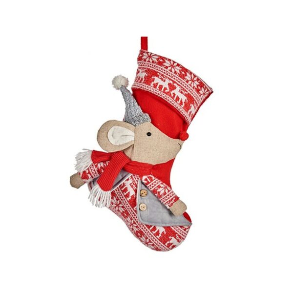 Weihnachtsschmuck Weihnachtsstrumpf Mouse Grau Polyester 31 x 5 x 48 cm (12 Stück) – Bild 2