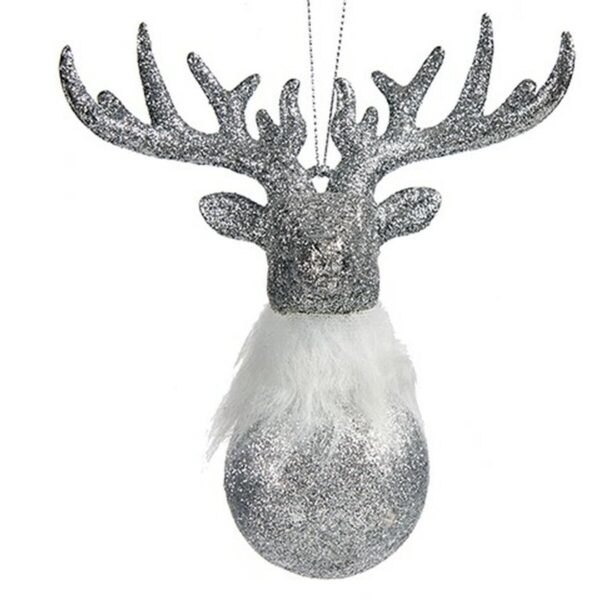 Weihnachtsschmuck Rentier Silberfarben Kunststoff Glitzernd 13,5 x 15,5 x 7 cm (24 Stück) – Bild 2