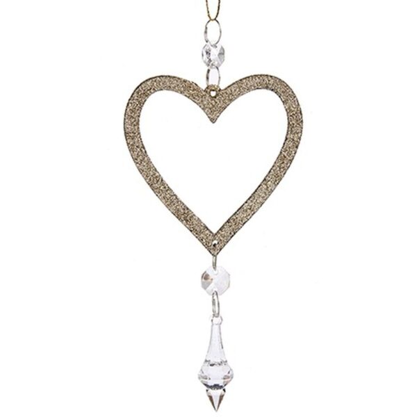 Weihnachtsschmuck Herz champagne Kunststoff Glitzernd 9 x 16 x 2 cm (24 Stück) – Bild 2