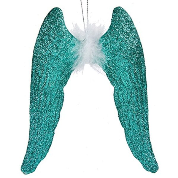 Weihnachtsschmuck Engelsflügel grün Kunststoff Glitzernd 12,5 x 15 x 2,5 cm (24 Stück) – Bild 2