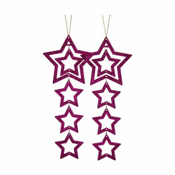 Weihnachtsdekoration Set Stern Pink 19 x 0,2 x 23 cm (24 Stück) – Bild 2