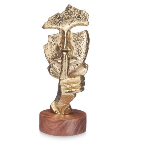 Deko-Figur Gesicht Gold Holz Metall 12 x 29 x 11 cm – Bild 2