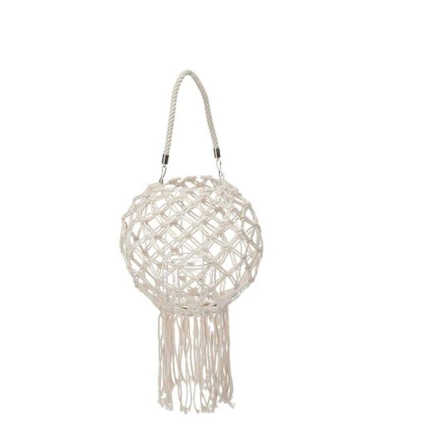 Kerzenschale Makramee Weiß Baumwolle 26 x 66 x 26 cm (4 Stück) – Bild 2