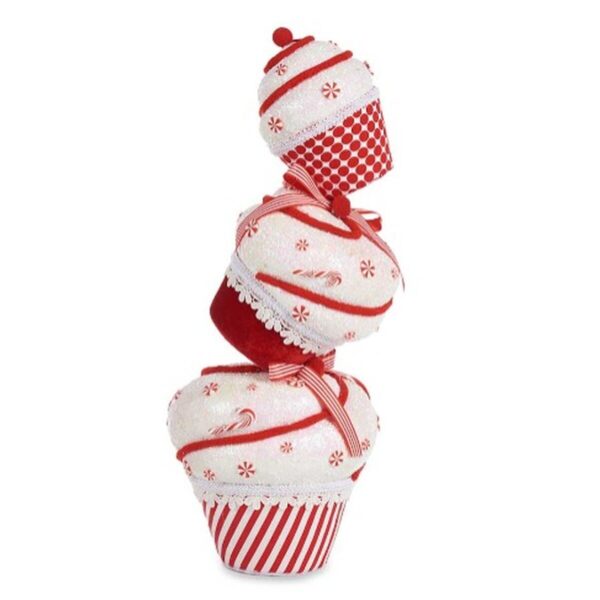 Deko-Figur Turm Kuchen Weiß Rot polystyrol 20 x 50 x 20 cm (2 Stück) – Bild 2
