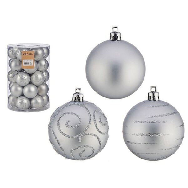 Weihnachtskugeln-Set Silberfarben PVC Ø 6 cm (4 Stück) – Bild 2