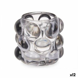 Kerzenschale Mikrosphären Grau Kristall 8,4 x 9 x 8,4 cm (12 Stück)