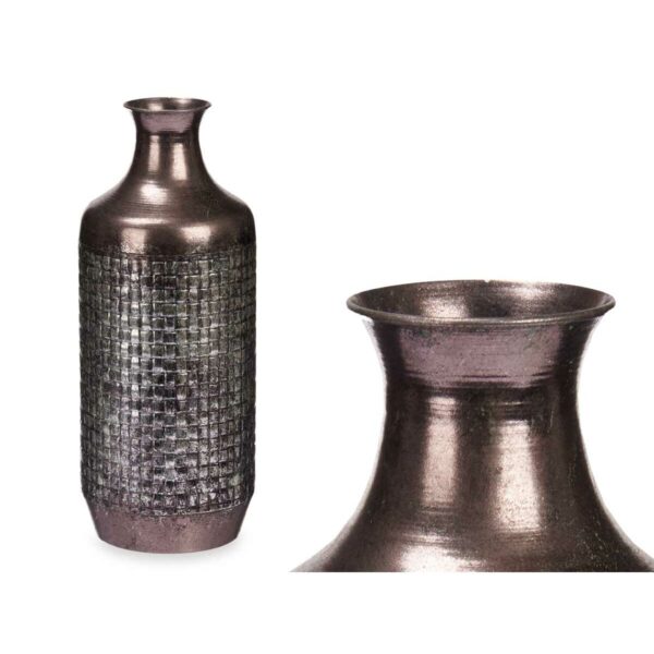 Vase Silberfarben Metall 16 x 42 x 16 cm (4 Stück) Mit Relief – Bild 3