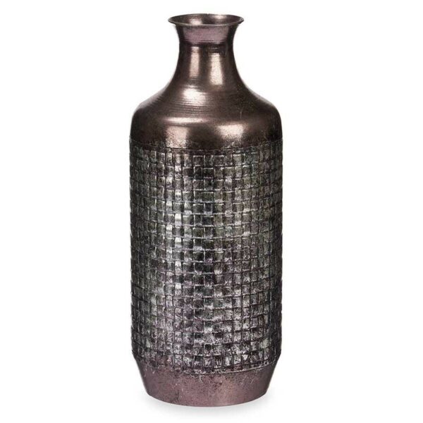 Vase Silberfarben Metall 16 x 42 x 16 cm (4 Stück) Mit Relief – Bild 2