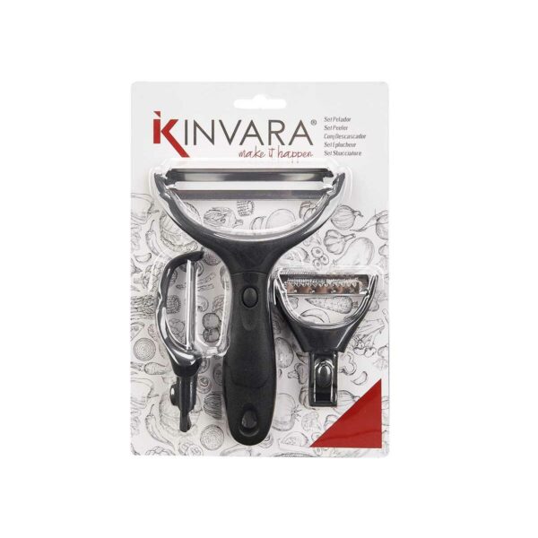 Schäler-Set Kinvara KT190129 Edelstahl Polypropylen ABS Austauschbare Aufsätze 3 Stücke (24 Stück) – Bild 3