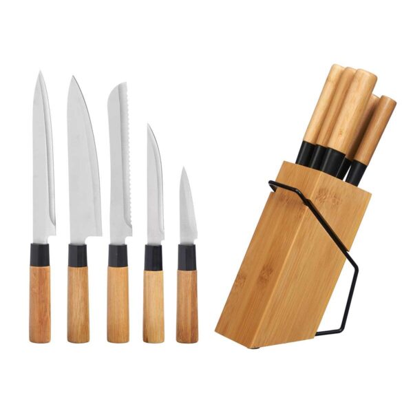 Messerset mit Holzhalterung Kinvara KT171028A 6PCS natürlich Bambus Stahl (4 Stück) – Bild 2