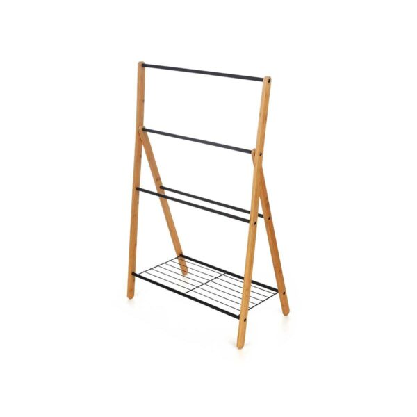 Handtuchständer Kipit B7816 Schwarz Metall Bambus 60 x 90 x 37 cm 4 Stück – Bild 2