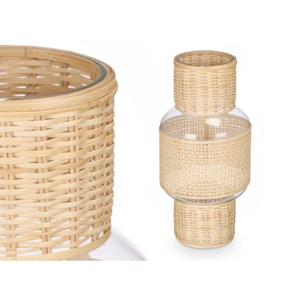 Kerzenschale SG-29652 Durchsichtig natürlich Glas Rattan 18 x 38 x 18 cm (4 Stück) – Bild 2