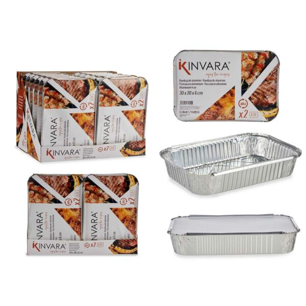 Lebensmittelschalen-Set Kinvara 82176 Silberfarben Aluminium 2,3 L 21 x 6 x 30,5 cm (12 Stück) – Bild 2