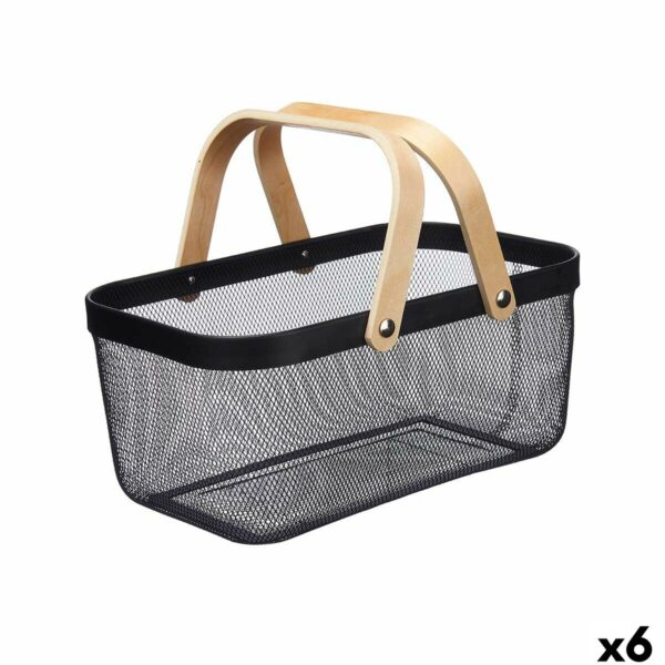 Mehrzweckkorb Kinvara 1031 Schwarz Holz Metall 42,5 x 18 x 26,5 cm (6 Stück)
