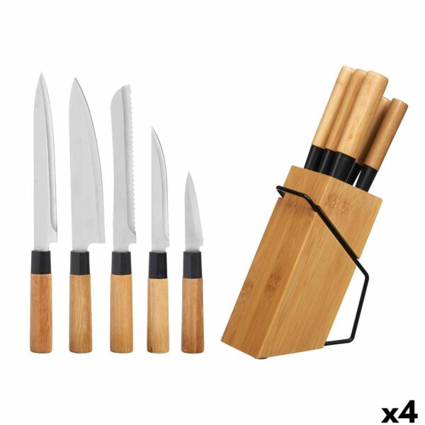 Messerset mit Holzhalterung Kinvara KT171028A 6PCS natürlich Bambus Stahl (4 Stück)