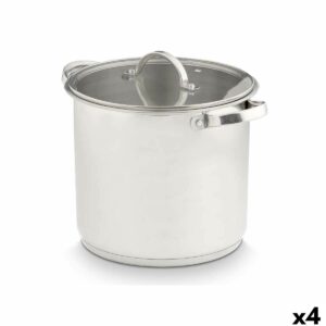Kasserolle mit Glasabdeckung Kinvara 17396 Silberfarben 31 x 25 x 24 cm Induktion (4 Stück)