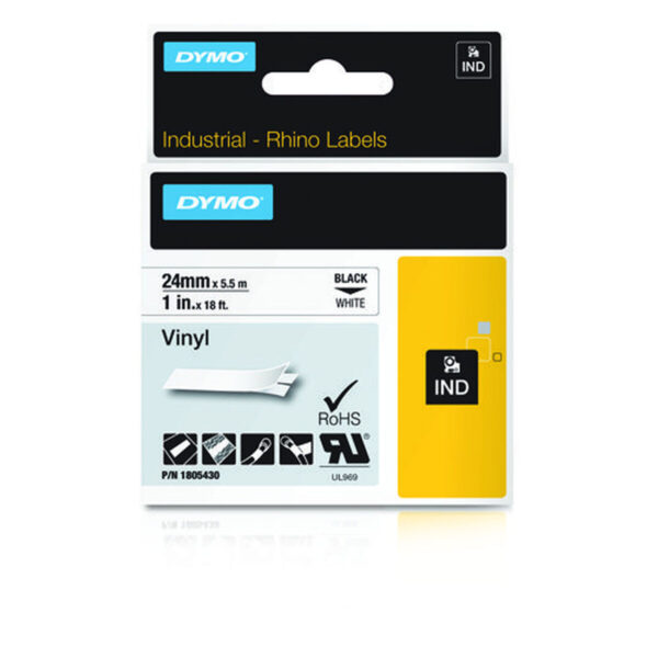 Laminiertes Klebeband zur Kennzeichnung von Maschinen Dymo 1805430 Bunt Schwarz/Weiß 24 mm