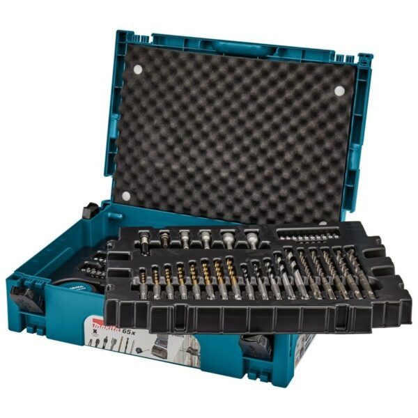 Satz Bits und Spitzen Makita B-69478 Bohrfutter Aluminium 65 Stücke – Bild 3