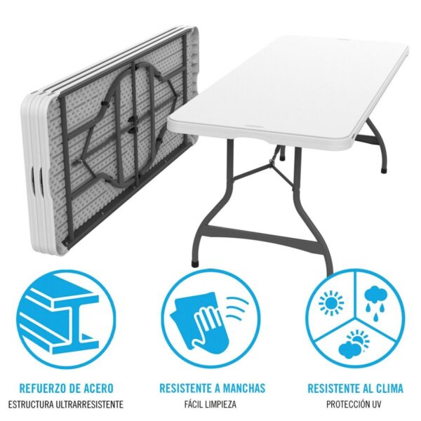 Table Klapptisch Lifetime Weiß Stahl Kunststoff 182 x 73,5 x 76 cm – Bild 4