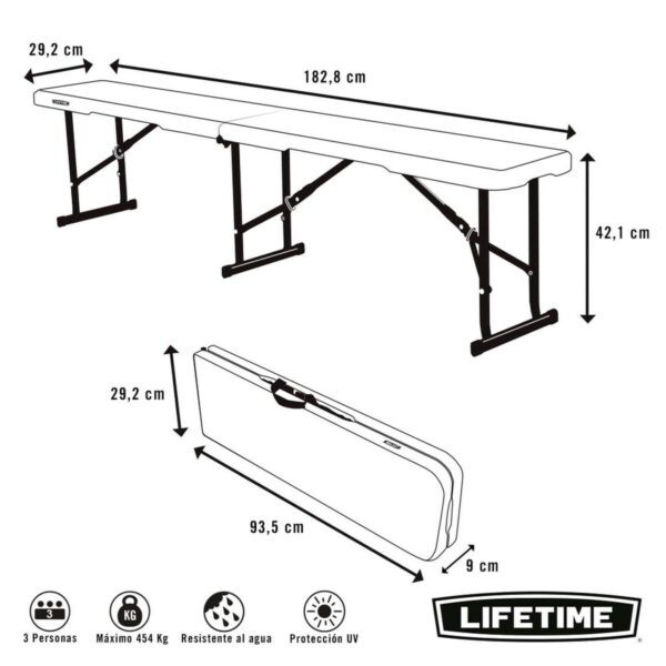 Bank Lifetime Weiß Biegsam 183 x 42 x 29 cm – Bild 5