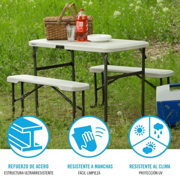 Table Klapptisch Lifetime Creme 106,5 x 73,5 x 61 cm Stahl Kunststoff – Bild 4