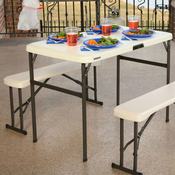 Table Klapptisch Lifetime Creme 106,5 x 73,5 x 61 cm Stahl Kunststoff – Bild 5