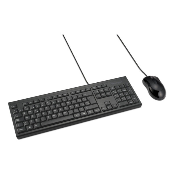 Tastatur mit Maus Kensington KM100 Schwarz Spanisch QWERTY