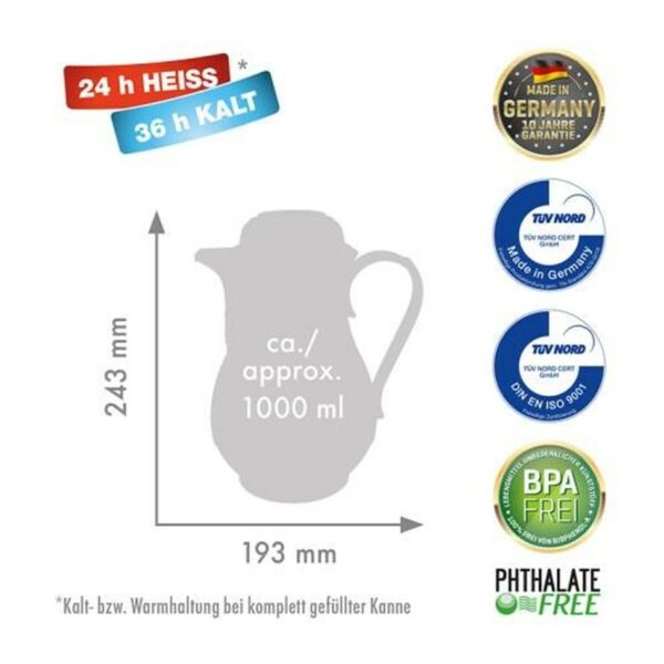 Thermosflasche Rotpunkt Schwarz Dunkelblau Metall Edelstahl Kunststoff 1 L – Bild 2