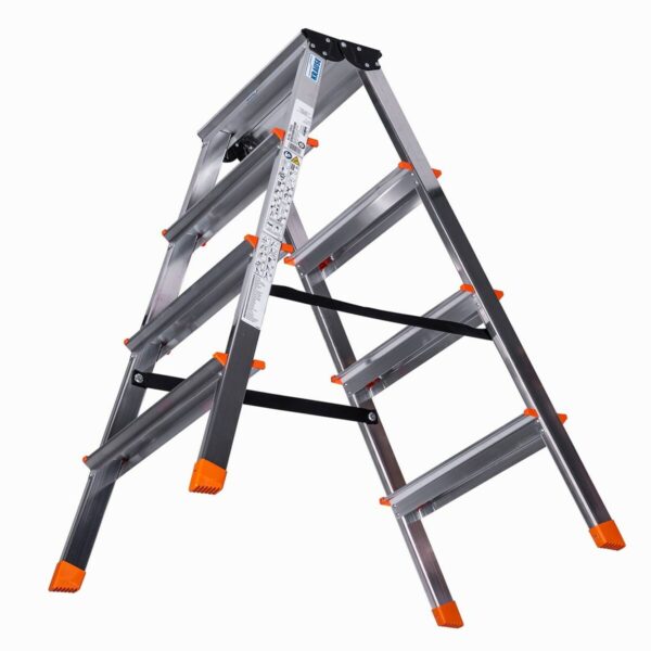 4-stufige Klappleiter Krause 120403 Silberfarben Aluminium – Bild 6