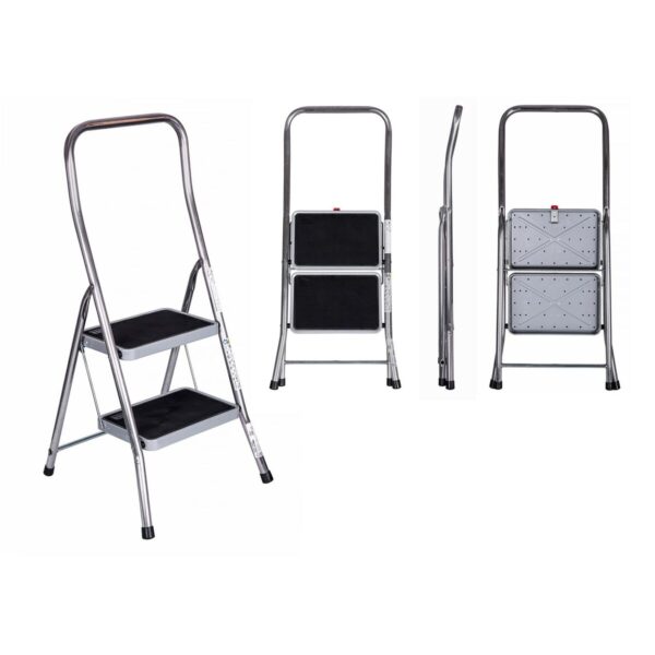 2-stufige Klappleiter Krause 130860 Grau Silberfarben Schwarz/Blau Aluminium – Bild 2