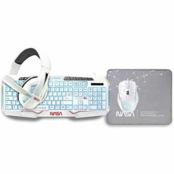 Tastatur mit Maus NASA ANDROMEDA4IN1-W Weiß Bunt Qwerty Spanisch – Bild 3
