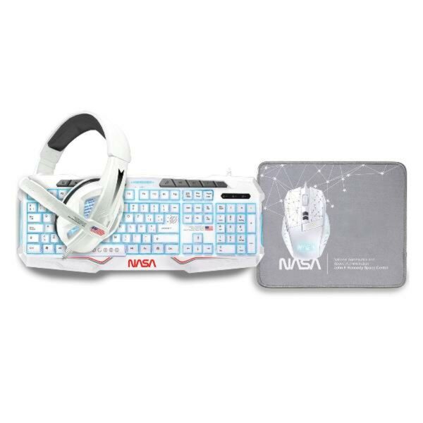 Tastatur mit Maus NASA ANDROMEDA4IN1-W Weiß Bunt Qwerty Spanisch – Bild 2