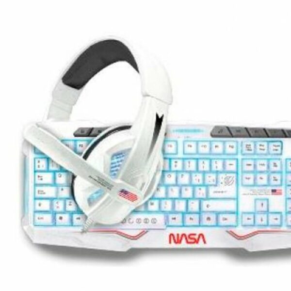 Tastatur mit Maus NASA ANDROMEDA4IN1-W Weiß Bunt Qwerty Spanisch – Bild 4